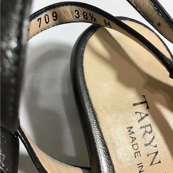 Taryn Rose Leather Knot Ankle Strap Heel Sandal Size 38 1/2 - Picture 9 of 11